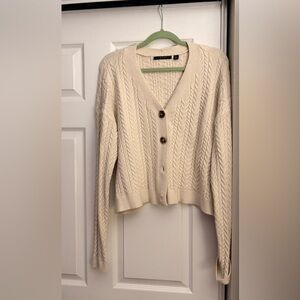 Cable Knit Cream Cardigan Sweater